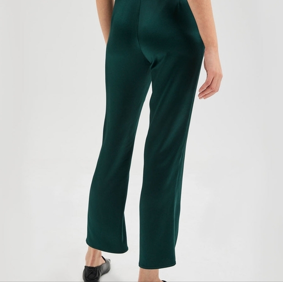 NWT Lattelier Silky Front Slit Trousers in Dark Green S? MEDIUM - Picture 2 of 12